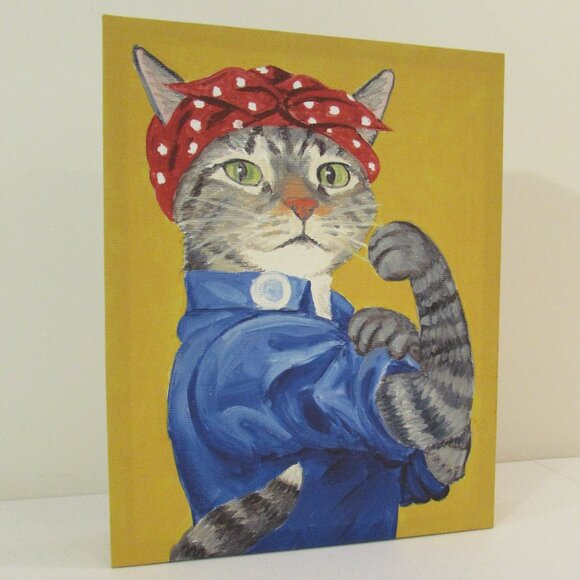 Carol Lew 'Rosie the Feline' Canvas Art Print 14"x11"x2.5" - Picture 5 of 14